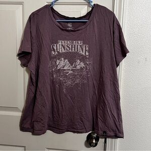 Torrid Happy Camper 1 1X Graphic Tee Feels Like Sushine Purpls Short Sleeve EUC